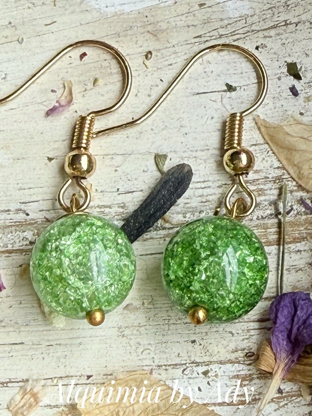 Light and Bright Green Crackle quartz Dangle Earrings